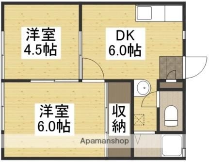 岡山県倉敷市中島(賃貸アパート2K・2階・34.74㎡)の写真 その2