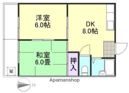 岡山県倉敷市中島(賃貸マンション2DK・3階・40.08㎡)の写真 その2