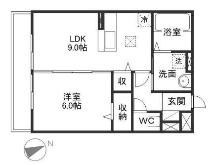 岡山県岡山市中区西川原(賃貸アパート1LDK・1階・40.07㎡)の写真 その2