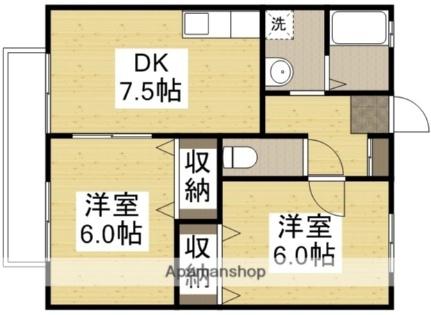 岡山県倉敷市白楽町(賃貸アパート2DK・2階・47.54㎡)の写真 その2