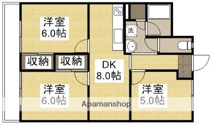 岡山県倉敷市新田(賃貸マンション3DK・2階・55.34㎡)の写真 その2