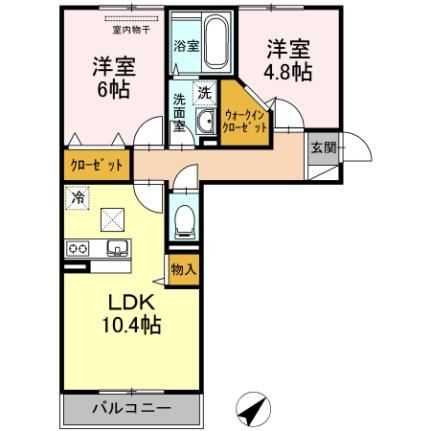 岡山県岡山市北区今８丁目(賃貸アパート2LDK・1階・53.46㎡)の写真 その2