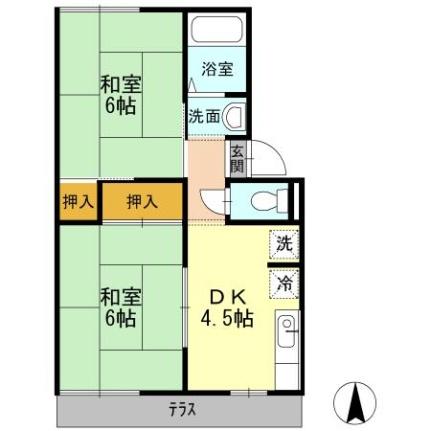 岡山県岡山市北区平田(賃貸アパート2DK・1階・37.30㎡)の写真 その2