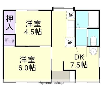 岡山県倉敷市中島(賃貸一戸建2DK・1階・39.74㎡)の写真 その2