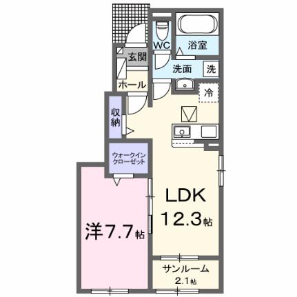 ラフィーネ・ヴィシン 101｜岡山県倉敷市大内(賃貸アパート1LDK・1階・50.14㎡)の写真 その2