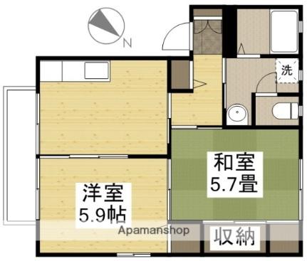 ディアス塩津　Ｃ棟 106｜岡山県倉敷市中島(賃貸アパート2K・1階・43.75㎡)の写真 その2