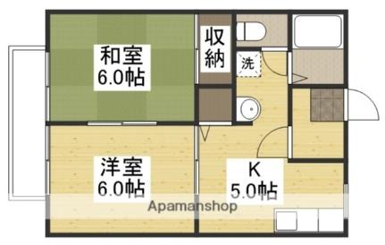 パストラル藤田　Ｂ棟 201｜岡山県倉敷市中島(賃貸アパート2K・2階・39.74㎡)の写真 その2