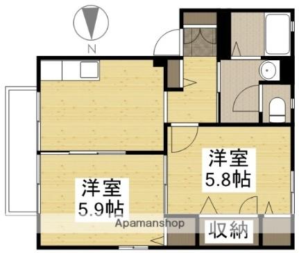 ヴィ・アージュ　Ａ棟 202｜岡山県倉敷市玉島乙島(賃貸アパート2K・2階・43.75㎡)の写真 その2