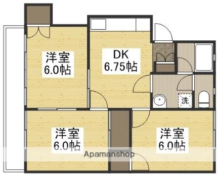 サンパレスフジタ 203｜岡山県倉敷市水江(賃貸アパート3DK・2階・56.56㎡)の写真 その2