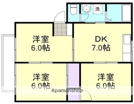 ファミリーハウス北畝Ｃ棟 202｜岡山県倉敷市北畝２丁目(賃貸アパート3DK・2階・51.53㎡)の写真 その2