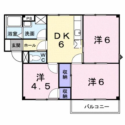 プラドールみるしまＢ棟 202｜岡山県倉敷市中島(賃貸アパート3DK・2階・50.26㎡)の写真 その2