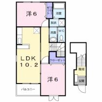 フォーラムＢ 201 ｜ 岡山県倉敷市玉島黒崎新町（賃貸アパート2LDK・2階・57.02㎡） その2