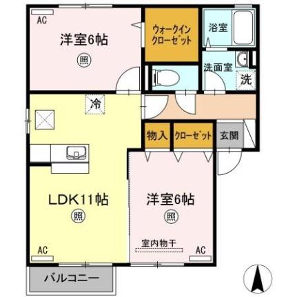 サンライズ宮東　Ａ棟 A101｜岡山県総社市井尻野(賃貸アパート2LDK・1階・55.44㎡)の写真 その2