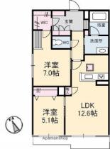 パルボヌール 102 ｜ 岡山県倉敷市上富井（賃貸アパート2LDK・1階・60.55㎡） その2