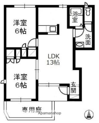 岡山県倉敷市西阿知町(賃貸アパート2LDK・1階・52.00㎡)の写真 その2