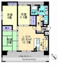 岡山県倉敷市新倉敷駅前４丁目（賃貸マンション3LDK・7階・65.02㎡） その2