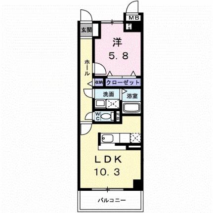 シャン・ド・レギュム 306｜岡山県倉敷市老松町５丁目(賃貸マンション1LDK・3階・42.38㎡)の写真 その2