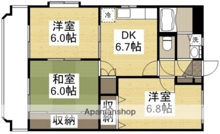 岡山県総社市駅南１丁目(賃貸マンション3DK・2階・61.18㎡)の写真 その2