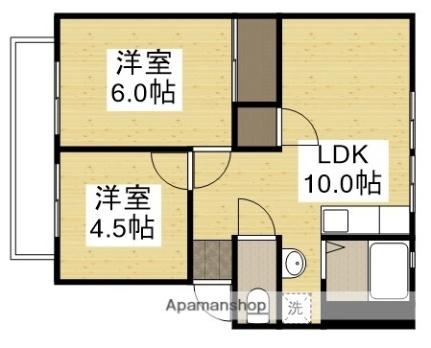 岡山県倉敷市西富井(賃貸アパート2LDK・2階・42.22㎡)の写真 その2