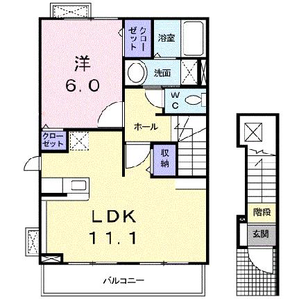 ベル・アンジュ　Ｉ 202｜岡山県総社市総社３丁目(賃貸アパート1LDK・2階・46.09㎡)の写真 その2