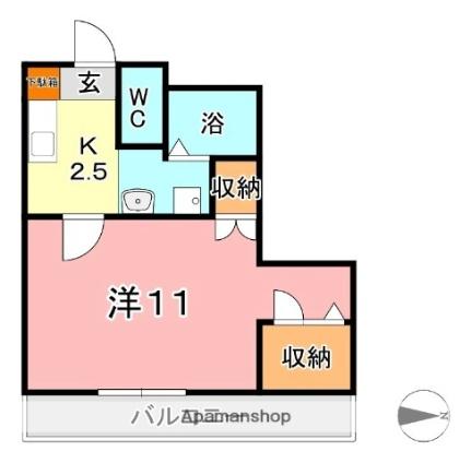 岡山県倉敷市中庄(賃貸マンション1K・2階・28.86㎡)の写真 その2