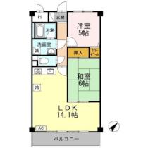 岡山県倉敷市中島（賃貸マンション2LDK・1階・57.00㎡） その2