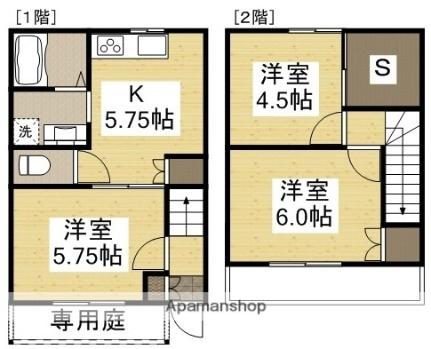 岡山県倉敷市玉島長尾(賃貸テラスハウス3K・1階・53.82㎡)の写真 その2