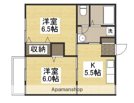 岡山県倉敷市中島(賃貸アパート2K・2階・43.09㎡)の写真 その2