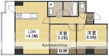 岡山県倉敷市老松町３丁目(賃貸マンション2LDK・4階・61.64㎡)の写真 その2