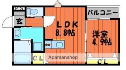 岡山県総社市中央１丁目（賃貸アパート1LDK・3階・35.19㎡） その2