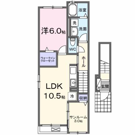 イースト　ドラゴン　I 201｜岡山県倉敷市上富井(賃貸アパート1LDK・2階・48.92㎡)の写真 その2