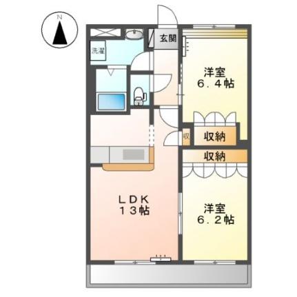 ヴェルドミール豊浜 206｜岡山県岡山市南区豊浜町(賃貸アパート2LDK・2階・57.33㎡)の写真 その2