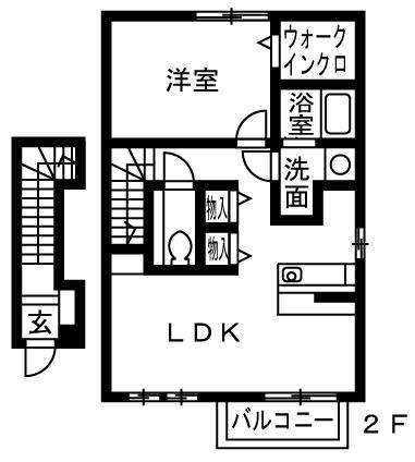 ｏＡｚｏ　Ｂ棟 201｜岡山県岡山市南区浜野４丁目(賃貸アパート1LDK・2階・47.79㎡)の写真 その2