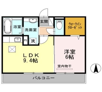 グロリア　Ｂ棟 202｜岡山県岡山市南区西市(賃貸アパート1LDK・2階・40.04㎡)の写真 その2