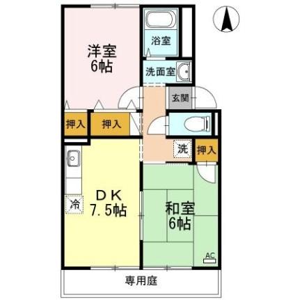 芳泉パル 105｜岡山県岡山市南区芳泉３丁目(賃貸アパート2DK・1階・46.05㎡)の写真 その2