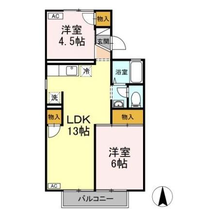 岡山県倉敷市沖(賃貸アパート3DK・2階・50.00㎡)の写真 その2