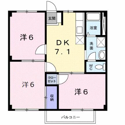 ニューシティ山崎 102｜岡山県倉敷市四十瀬(賃貸アパート3DK・1階・52.99㎡)の写真 その2