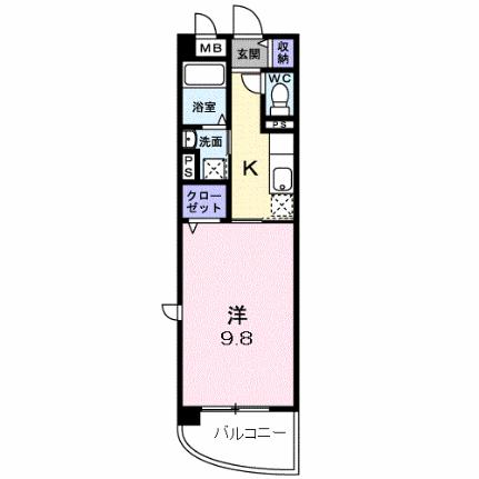 サン・フィールド 312｜岡山県岡山市北区平田(賃貸マンション1K・3階・31.97㎡)の写真 その2