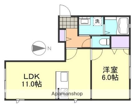 岡山県倉敷市上富井(賃貸アパート1LDK・1階・40.16㎡)の写真 その2