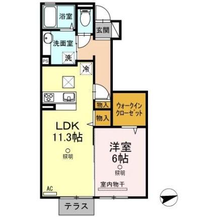 岡山県倉敷市上富井（賃貸アパート1LDK・1階・46.30㎡） その2