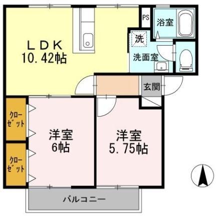 岡山県岡山市北区白石(賃貸アパート2LDK・2階・50.41㎡)の写真 その2