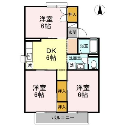 岡山県岡山市南区芳泉３丁目(賃貸アパート3DK・2階・53.46㎡)の写真 その2