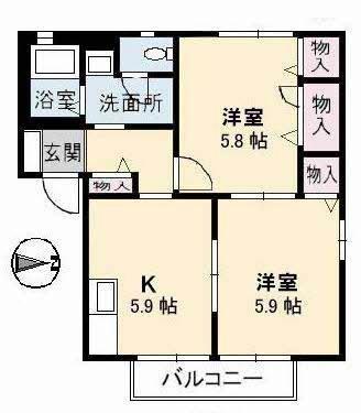 岡山県倉敷市玉島乙島（賃貸アパート2K・2階・43.75㎡） その2