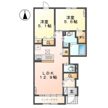 （仮称）ロココモダン東富井 101｜岡山県倉敷市東富井(賃貸アパート2LDK・1階・57.39㎡)の写真 その2