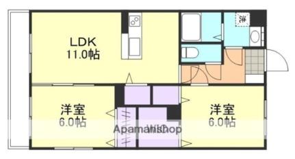 岡山県倉敷市老松町３丁目(賃貸マンション2LDK・1階・55.18㎡)の写真 その2