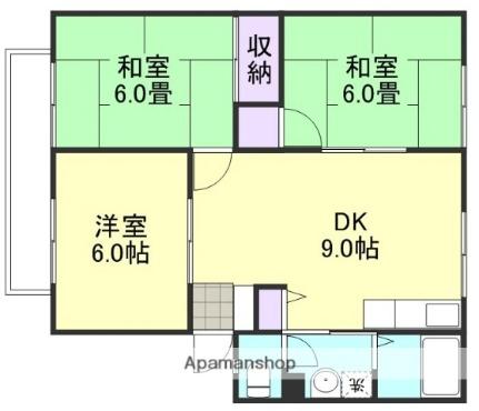 サンシャインＢ棟 ｜岡山県倉敷市福井(賃貸アパート3DK・1階・59.30㎡)の写真 その2