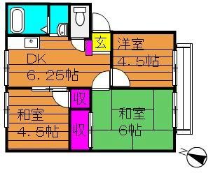 ガーデン三宅ハイツ B101｜岡山県倉敷市西阿知町西原(賃貸アパート3DK・2階・45.21㎡)の写真 その2