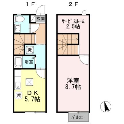 キューブ ｜岡山県岡山市南区新保(賃貸テラスハウス1SDK・1階・42.65㎡)の写真 その2