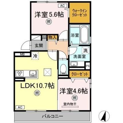 ヴェルデ溝口 ｜岡山県総社市溝口(賃貸アパート2LDK・1階・52.55㎡)の写真 その2