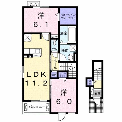 サンシャイン　レジデンス 201｜岡山県倉敷市連島町鶴新田(賃貸アパート2LDK・2階・59.09㎡)の写真 その2